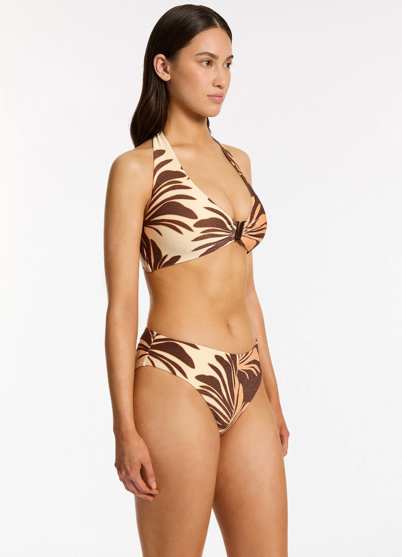 Dahlia Palm Halter Bikini Top - Chocolate - Image 3