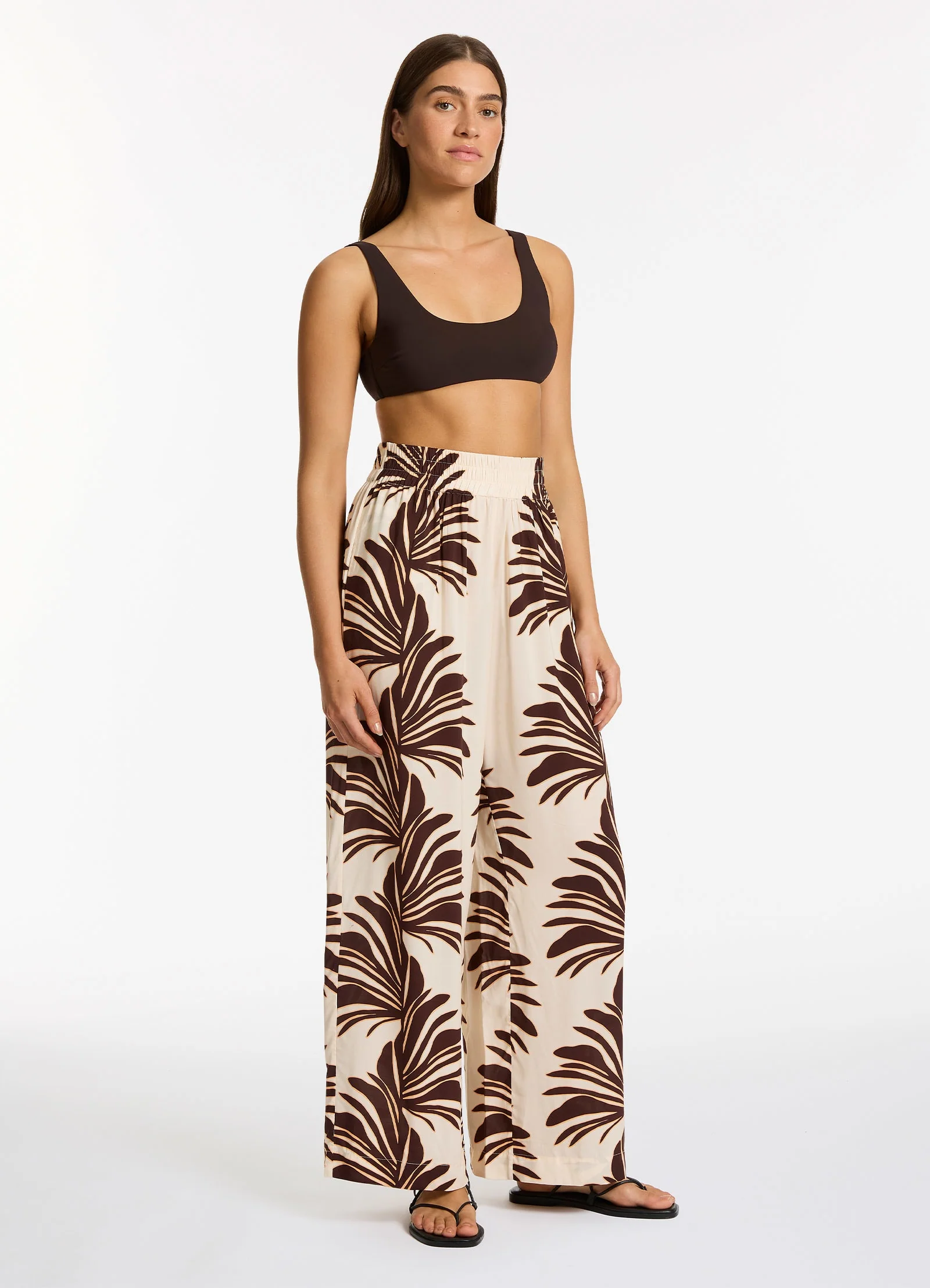 Dahlia Palm Wide Leg Pant - Cream - Image 3
