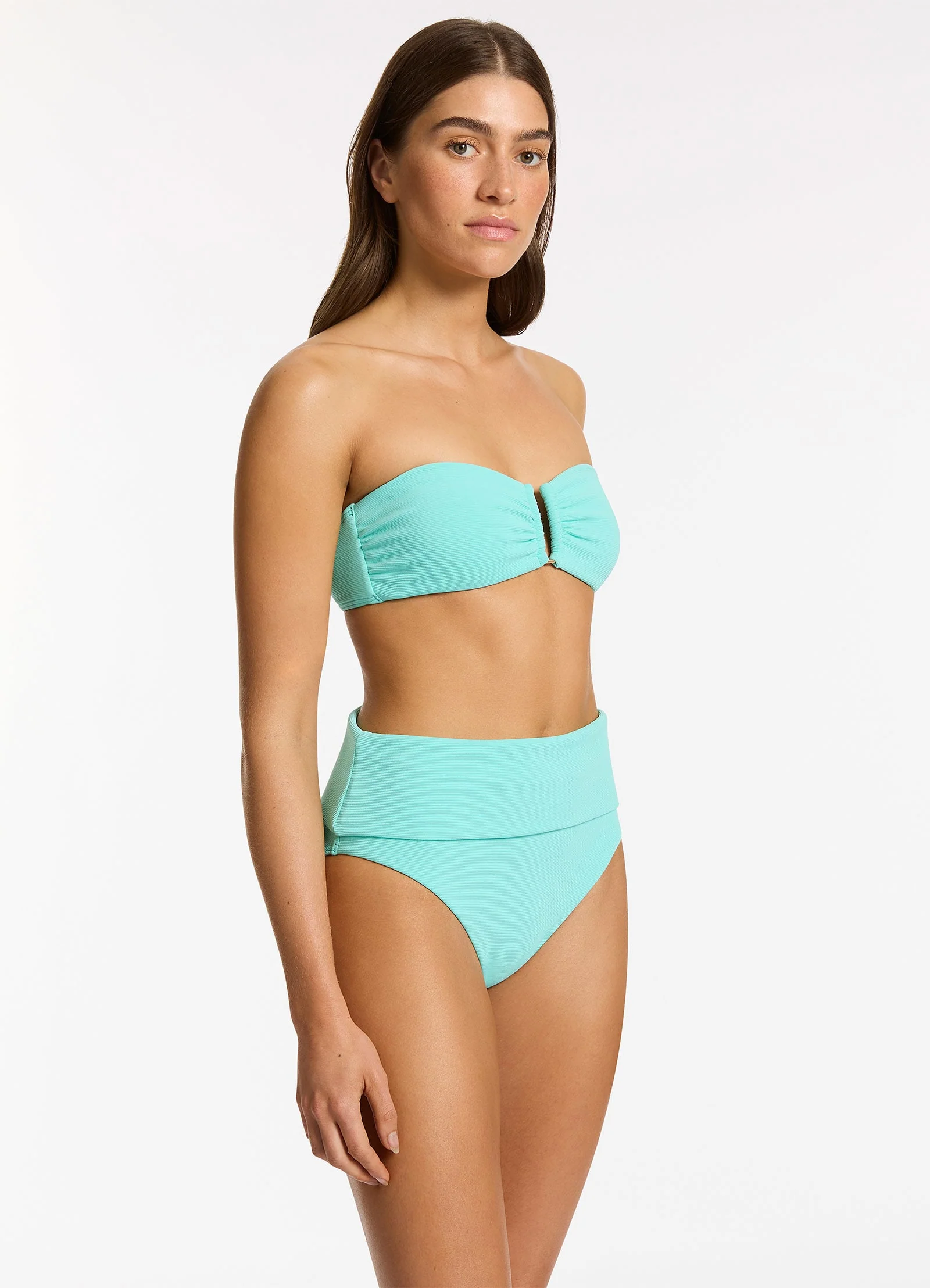 Isla Rib Fold Down High Waisted Bikini Bottom - Dolce - Image 3