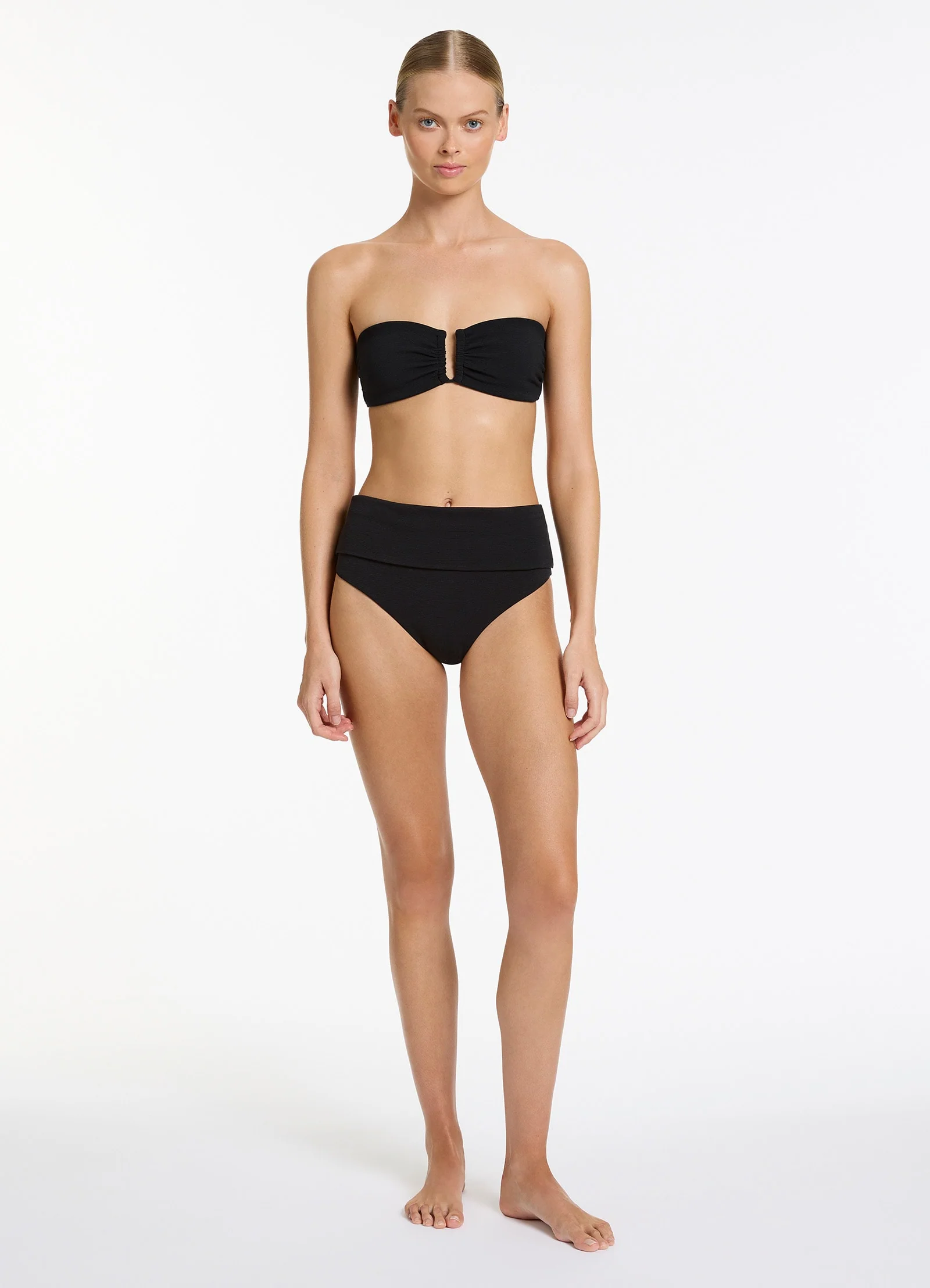 Isla Rib U Trim Bandeau Bikini Top - Black - Image 5