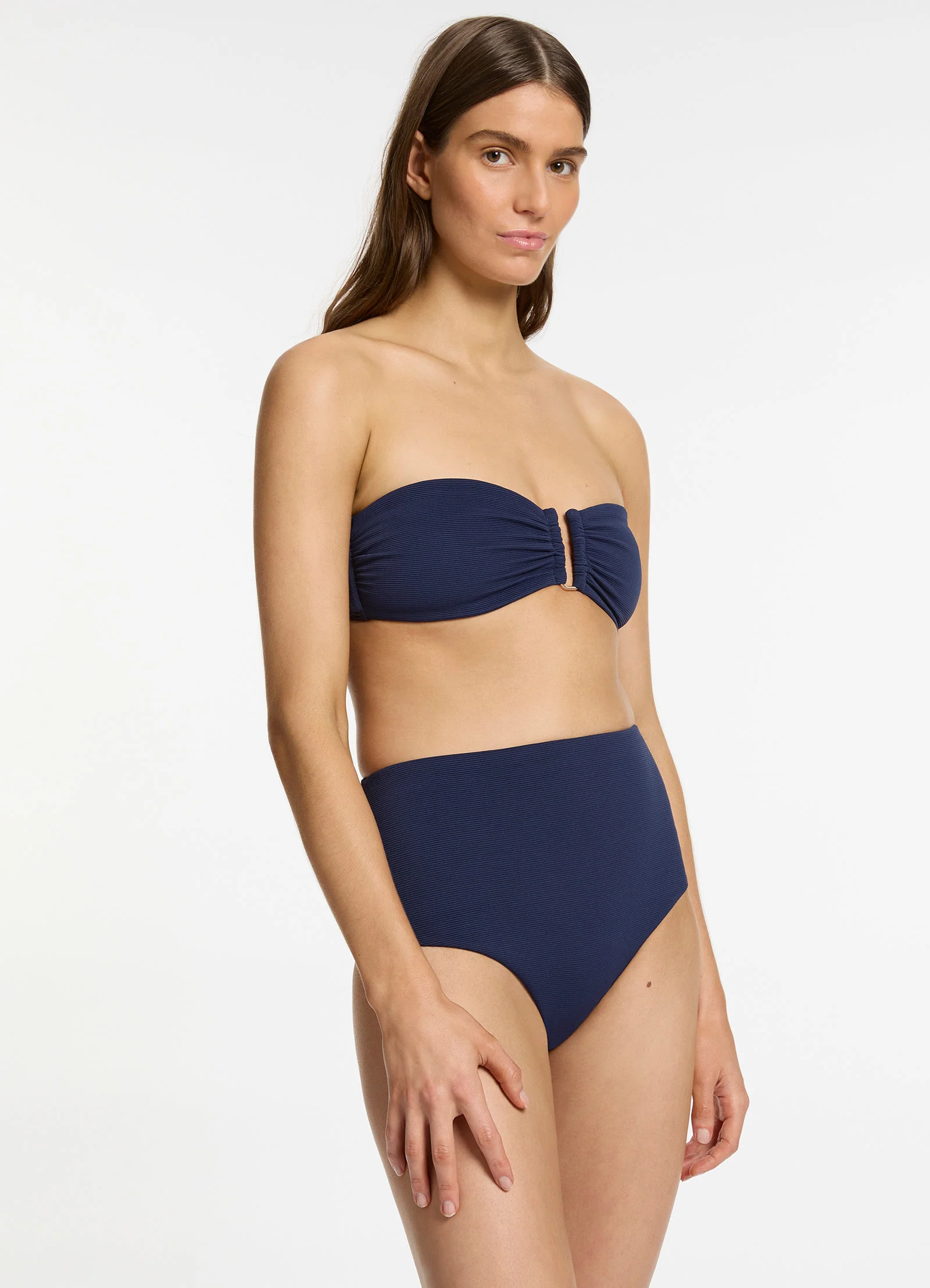 Isla Rib U Trim Bandeau Bikini Top - Ink - Image 3