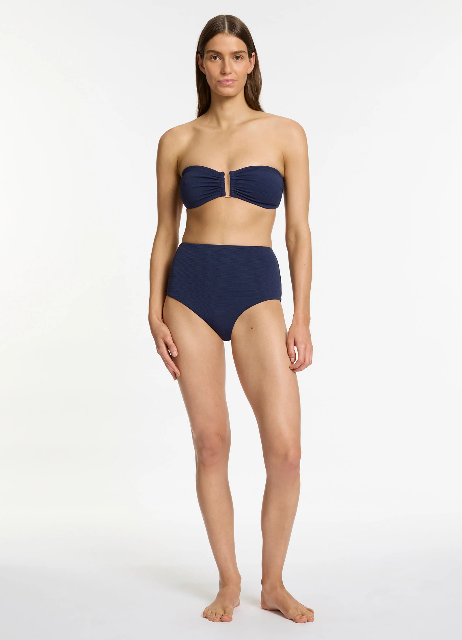 Isla Rib U Trim Bandeau Bikini Top - Ink - Image 6