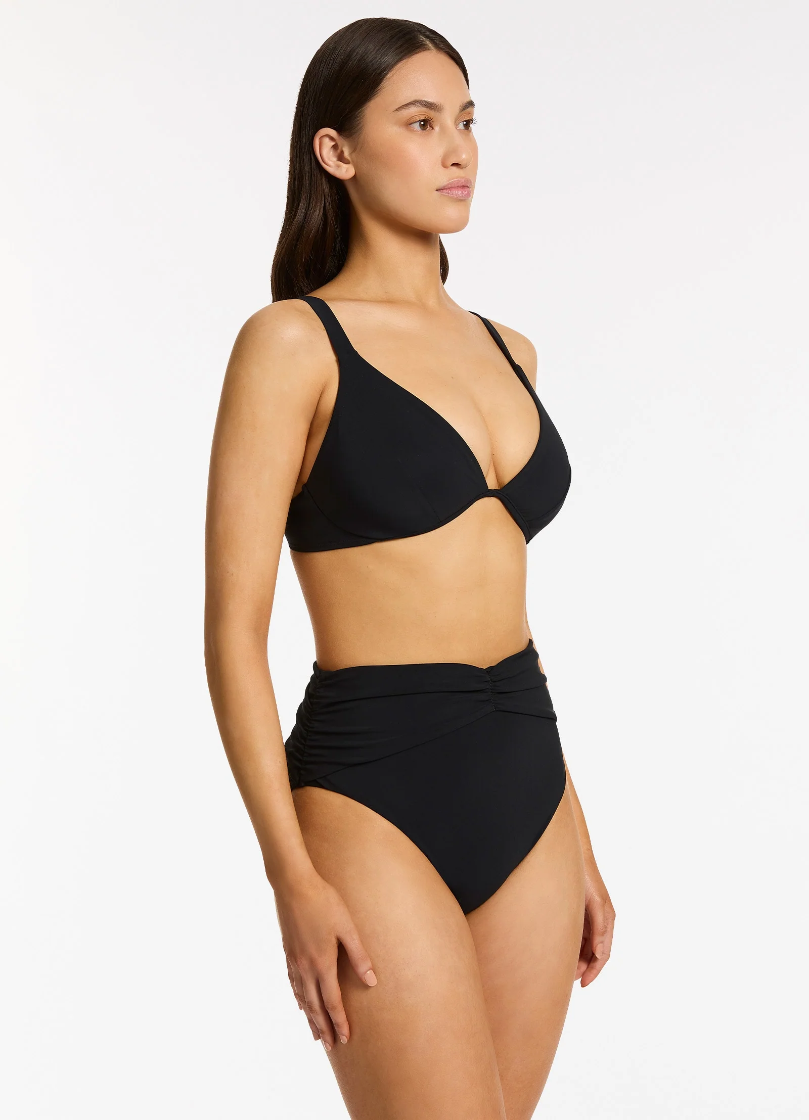 Jetset High Waist Ruched Bikini Bottom - Black - Image 3