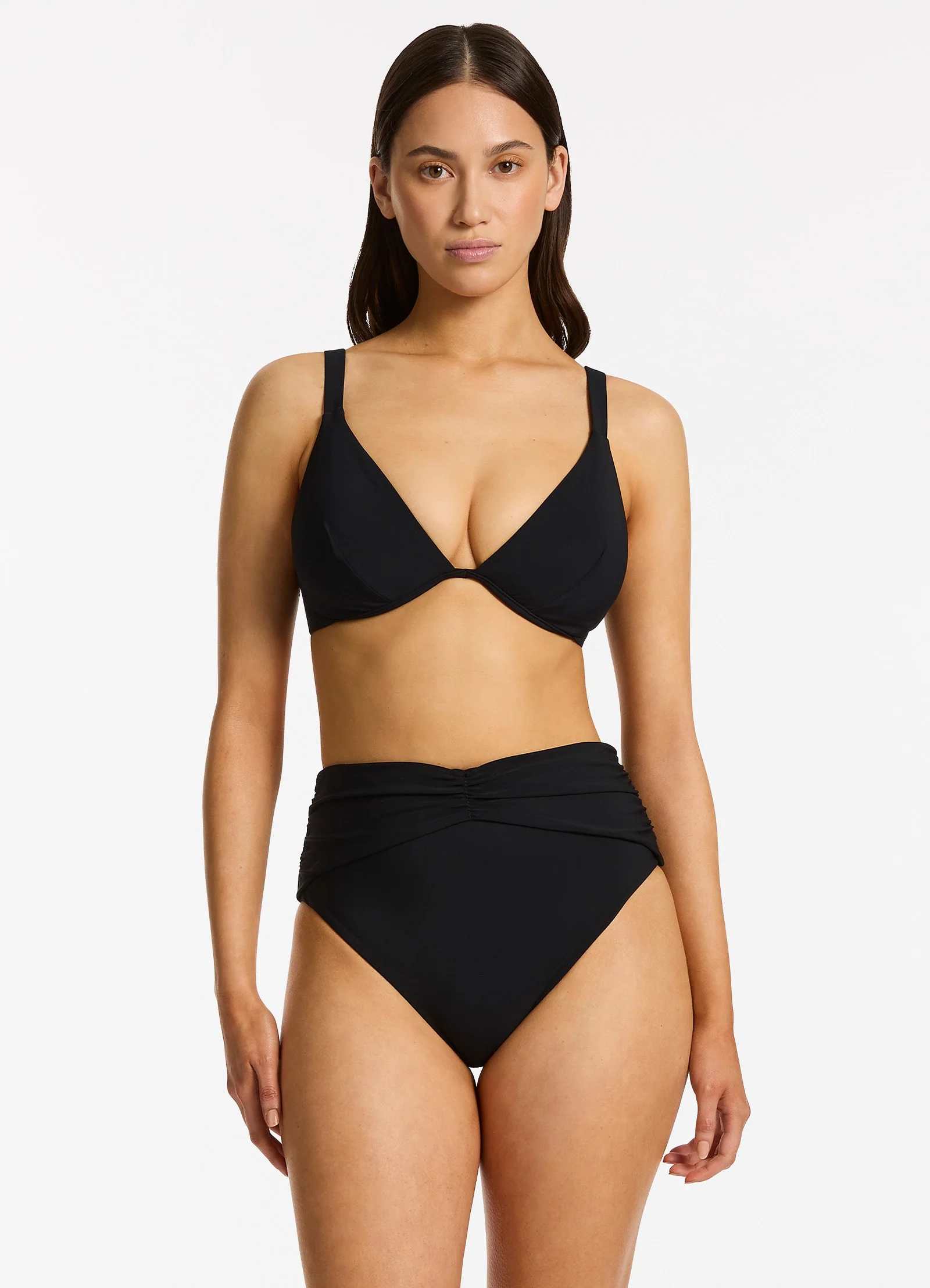 Jetset High Waist Ruched Bikini Bottom - Black - Image 4