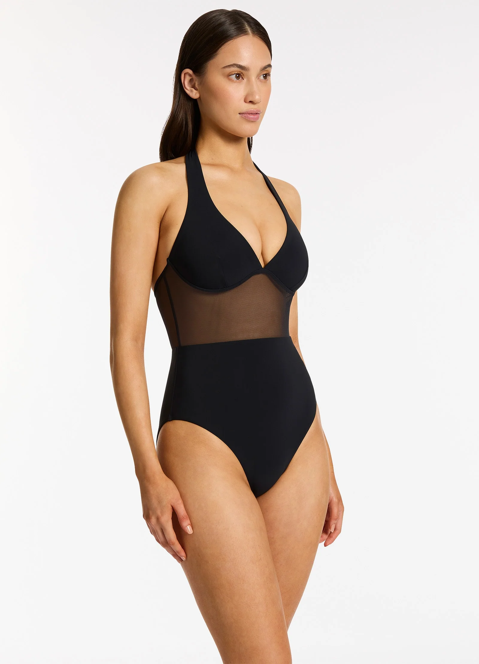 Jetset Lure Plunge Halter One Piece - Black - Image 3