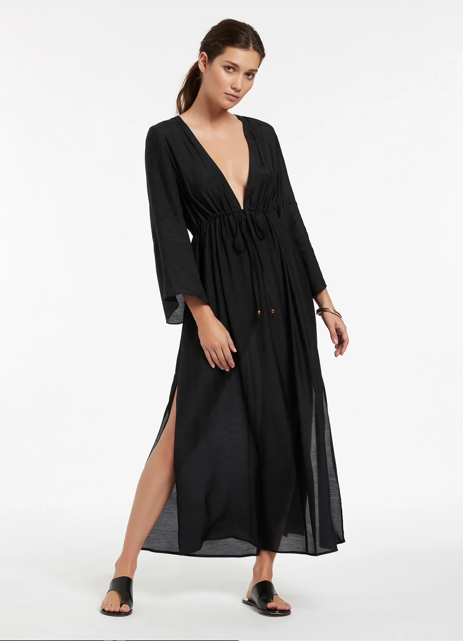Jetset Maxi Plunge Kaftan - Black - Image 2