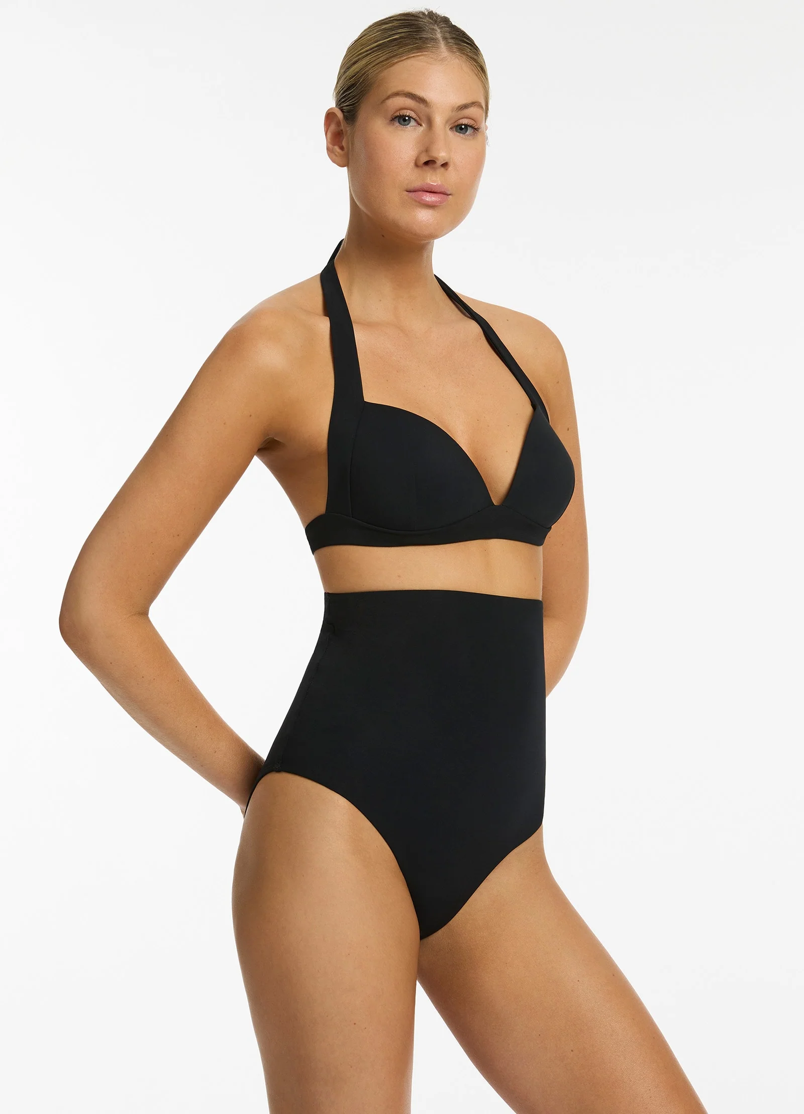 Jetset Moulded Halter Bikini Top - Black - Image 3