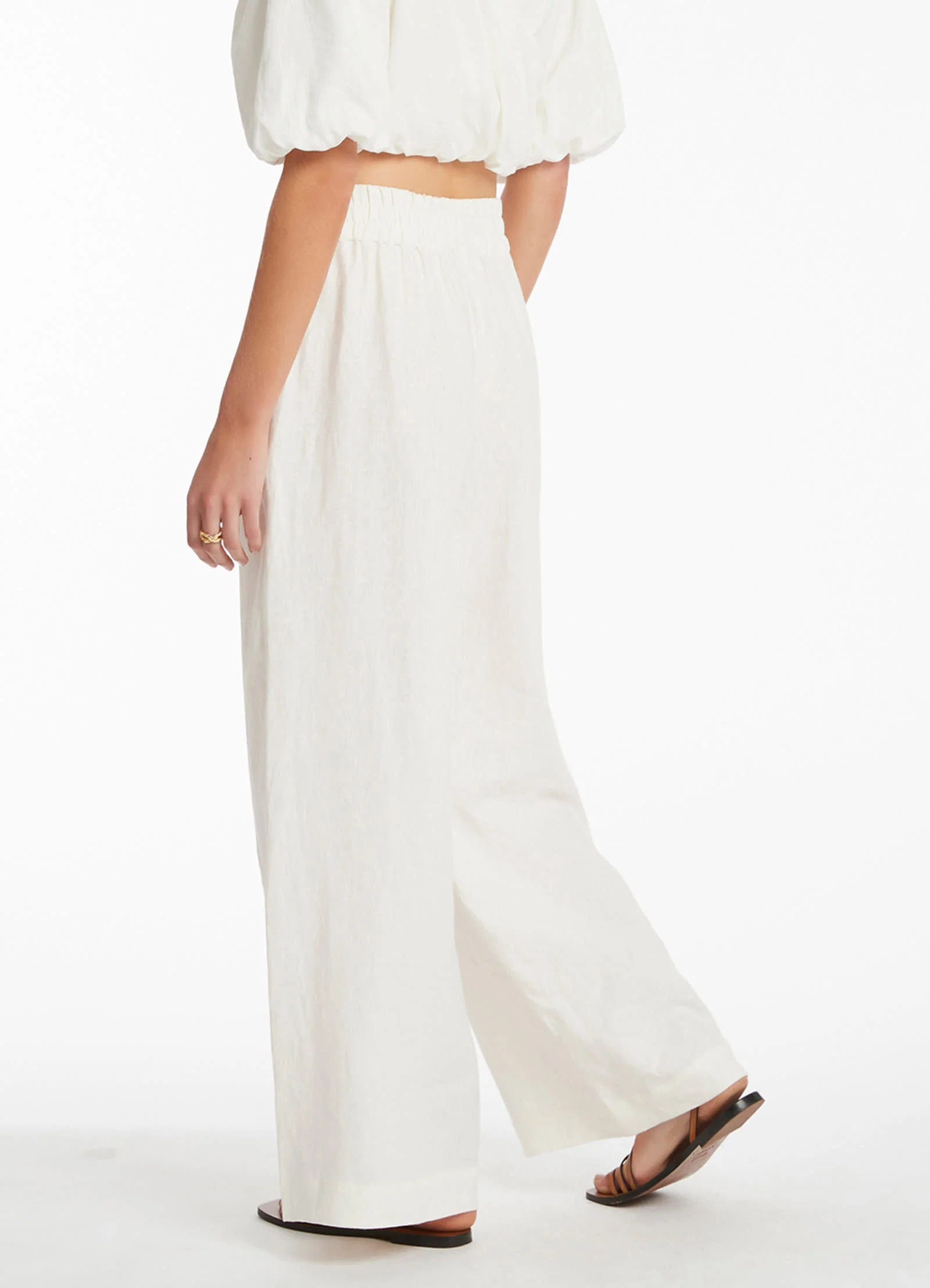 Jetset Wide Leg Pants - Cream - Image 3