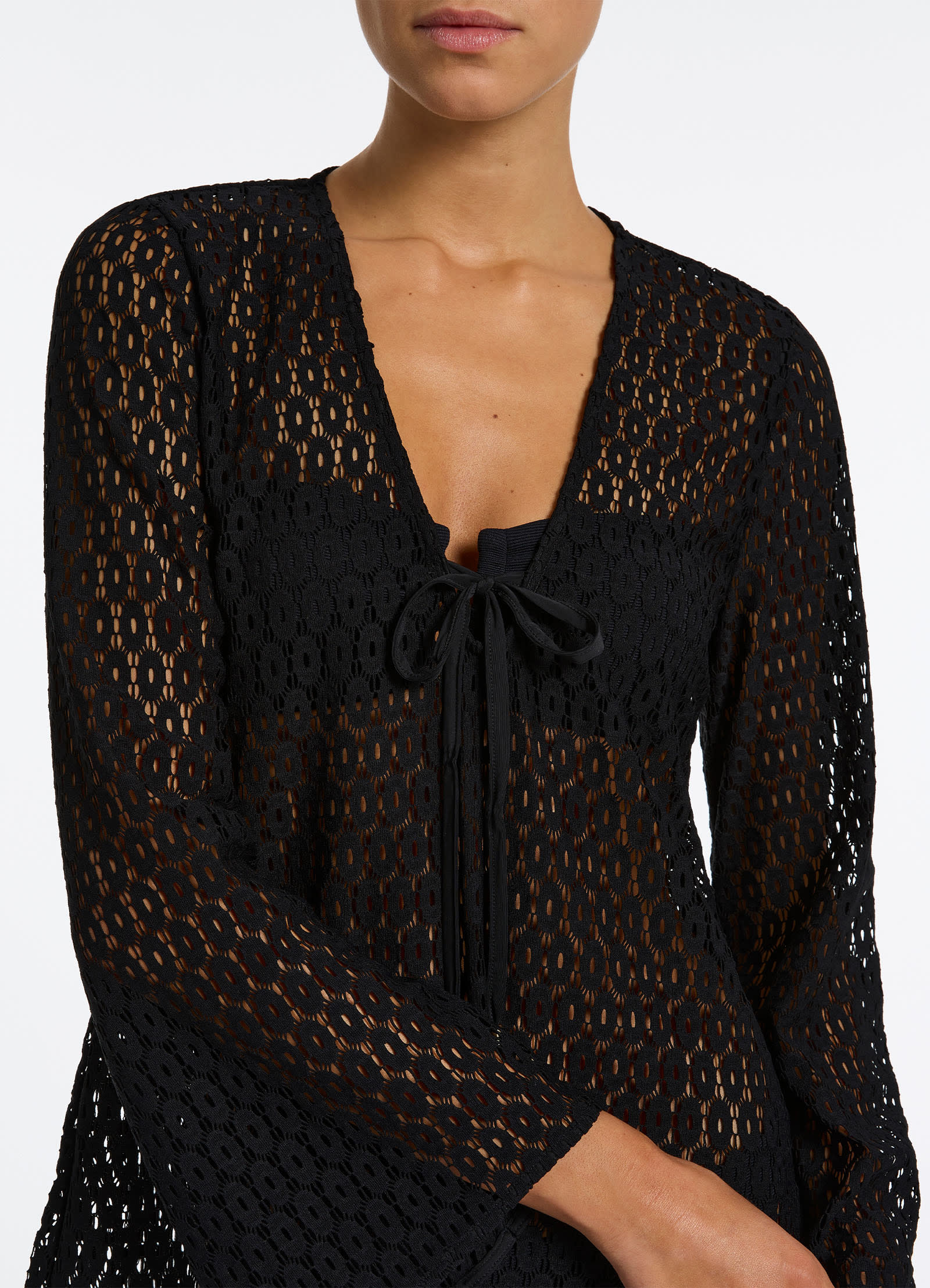 Stretch Lace Kaftan - Black - Image 4