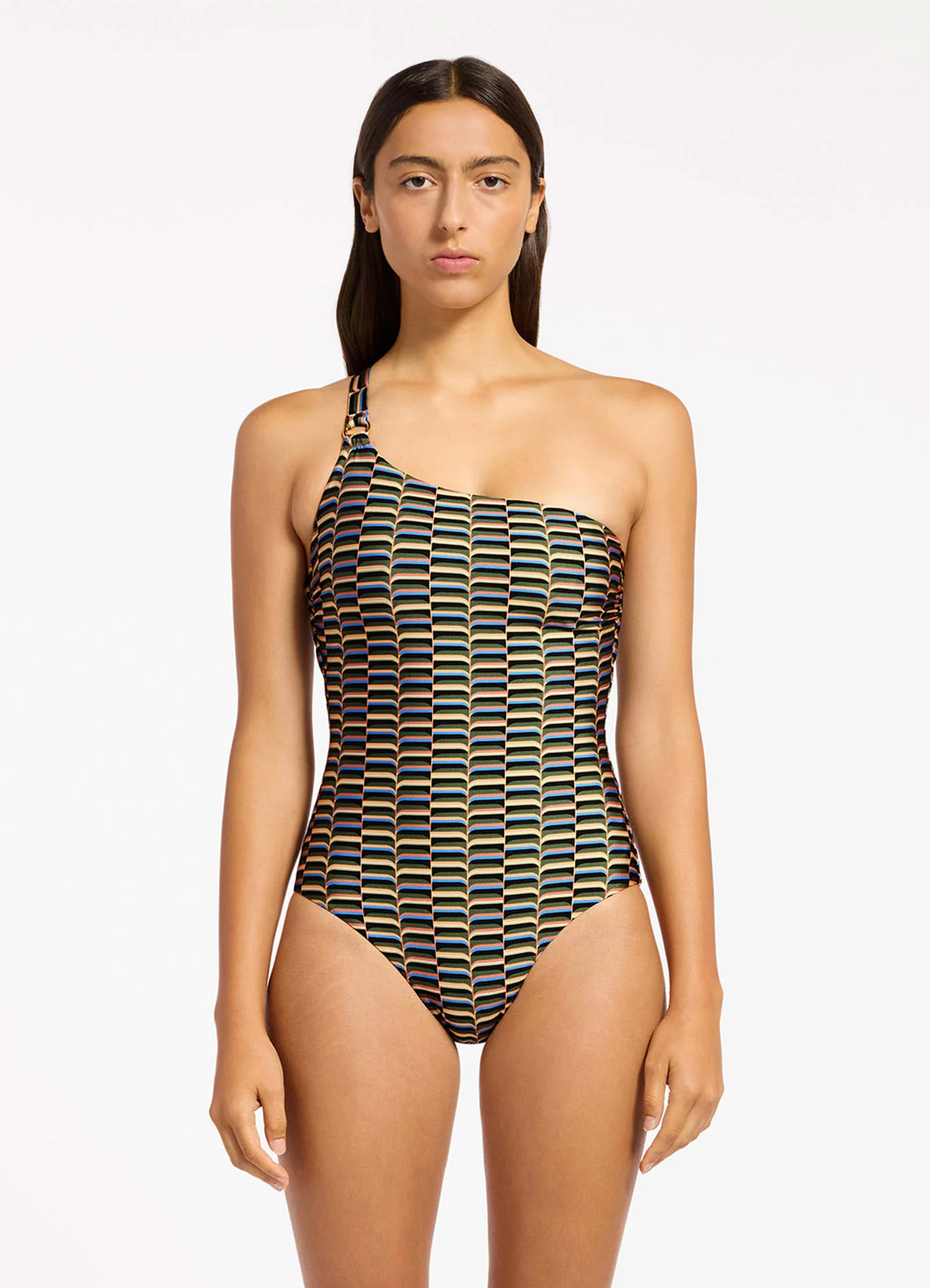 Urban Geo One Shoulder One Piece - Image 4