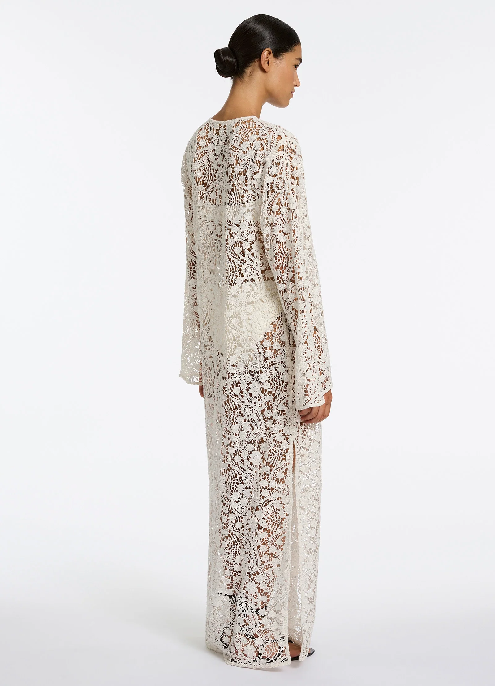 Velana Lace Maxi Kaftan - Cream - Image 3